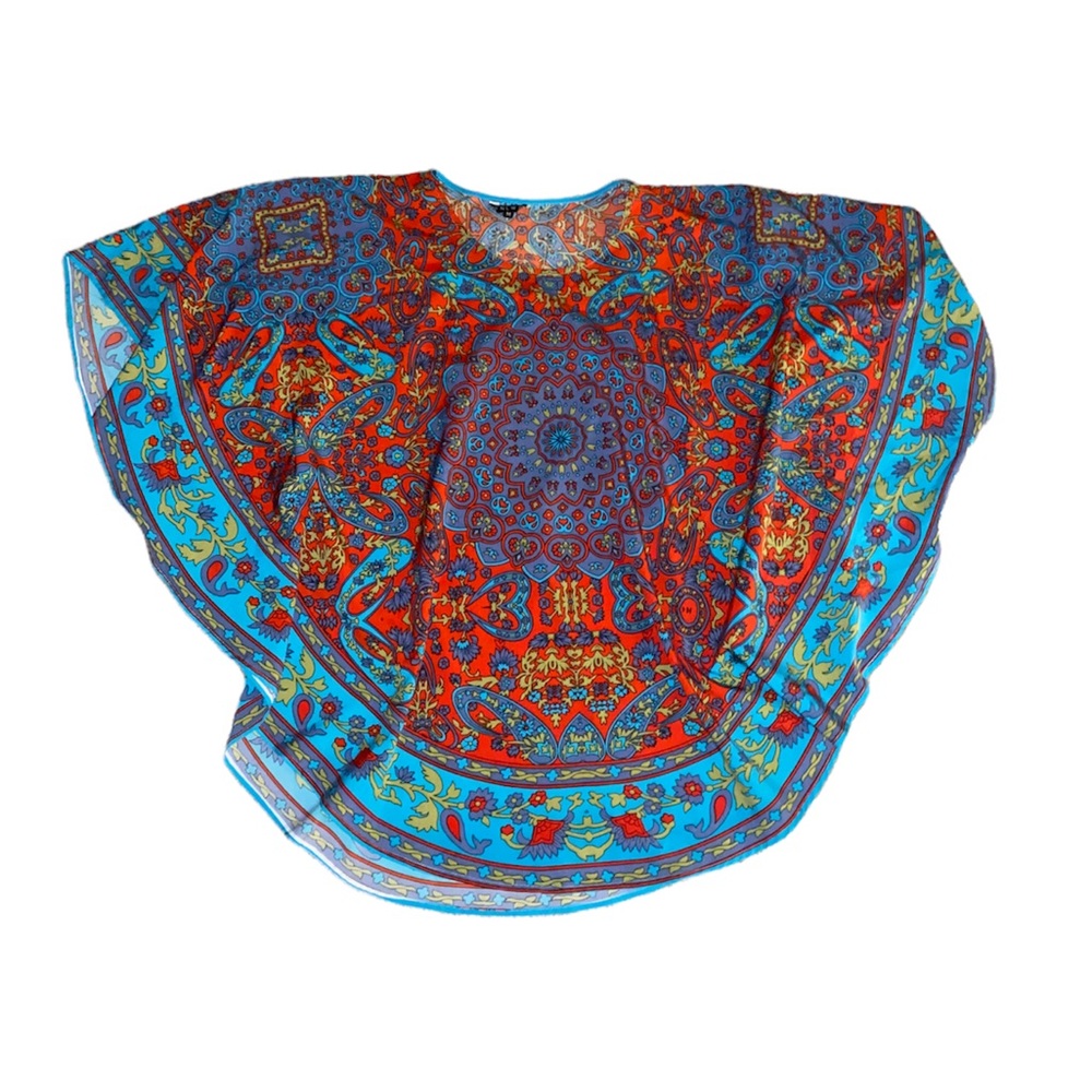 NLW Multicolor Aztec Boho Flowy Top Blouse sz M